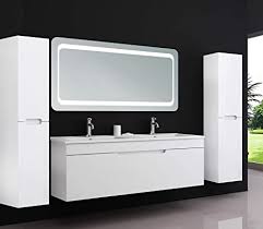 Double bathroom vanities can be used well in many spaces. Oimex Kimia Bathroom Furniture Set Double Complete 120 Cm White Led Mirror High Gloss Bathroom Sink Cabinet 2 X Side Cabinet Amazon De Home Kitchen