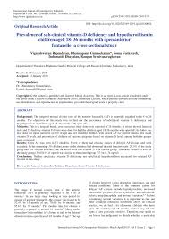 Pdf Prevalence Of Sub Clinical Vitamin D Deficiency And Hypothyroidism In Children Aged 18 36 Months With Open Anterior Fontanelle A Cross Sectional Study