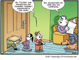 Bu Turkler Cok Misafirperver Insanlar Kapilari Yabancilara Hep Acik Biz Misafirperver Diiliz Lan Siz Ufaksiniz Karikatur Miza Karikatur Mizah Komik