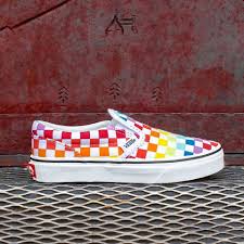 Black And Rainbow Checkered Vans Slip Ons Vans Slip On Rainbow Checkerboard Skate Shoe Little Kid Multi In 2020 Vans Slip On Vans Slip On
