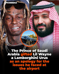 American rapper Lil Wayne recalled when Saudi Arabian Crown Prince Mohammed  bin Salman gave him a Lamborghini Urus after he had a setback with local  authorities upon arriving in the country in