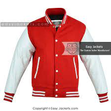 Red And White Varsityjacket Customize Your Varsityjackets And Varsityhoodies With Easyjacketswe Have All Custom Varsity Jackets Jackets Varsity Jacket