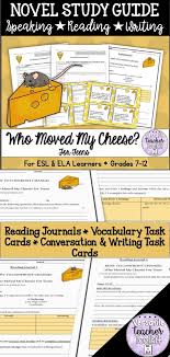 Novel Study Guide Bundle For Who Moved My Cheese For Teens Print Online Files Reading Journal Novel Studies Writing Task Cards