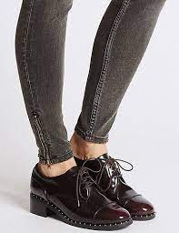 Wide Fit Leather Block Heel Brogue Shoes M S Collection M S Heeled Brogues Leather Block Heels Brogue Shoes