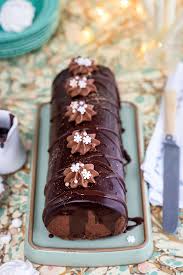Gingerbread Yule Log With Chocolate Filling And Chocolate Mirror Glazereally Nice Recipes Every Hour Show Me Wh Sweet Cakes Spiced Chocolate Christmas Baking