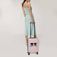 Karl Lagerfeld Light Pink Plastic Kat Expandable 4 Wheel Luggage Karl Lagerfeld Tlc