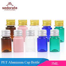 sedorate 50ピース ロットミニプラスチックボトル5ミリリットルペット空ボトルでアルミスクリューキャップローションクリームバイアル容器jx131 bottle water bottle reusable water bottle