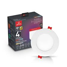 How to install smart recessed lights. Globe Electric Wi Fi Smart 4 Inch 9w Ultra Slim Led Recessed Lighting Kit Multicolor Chang The Home Depot Canada