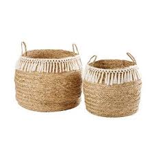 2 Flechtkorbe Mit Binsenquasten Cestas De Mimbre Decoracion De Unas Cestas