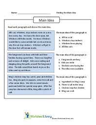 finding the main idea worksheets 99worksheets