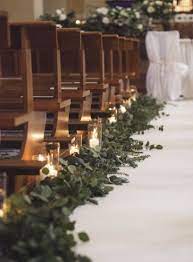 Bring the energy of a garden wedding indoors by adding potted trees, branches, and other greenery to the church. Allestimento Chiesa Wedding Aisle Decorations Wedding Church Decor Winter Wedding Decorations