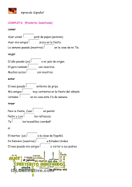 El Preterito Indefinido Preterito Perfecto Simple Preterito Perfecto Ejercicios Para Aprender Espanol Aprender Espanol