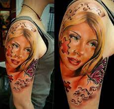 Other people choose designs that look cool and take advantage of the space and shape that the arm gives, the placement and how much it can be seen, or both. Beautiful Girl Portrait With Missing Puzzle Piece Tattoo By Moni Marino