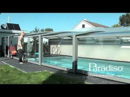 Paradiso Schwimmbaduberdachung Modell Venezia Mit Emotion Fahrantrieb Youtube Schwimmbaduberdachung Pooluberdachung Schwimmbader