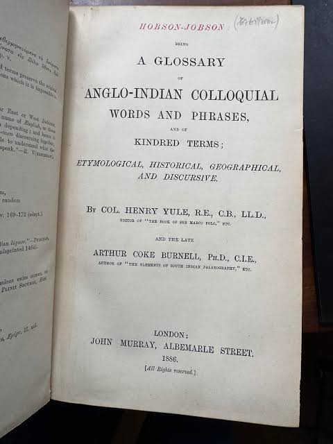 A favorite book; the extraordinary Hobson Jobson 1886 : r/rarebooks