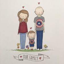 Custom Family Portrait Personalised Hand Drawn Illustration Custom Family Portrait Mothers Day Drawings Family Drawing