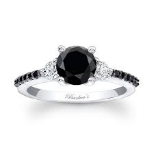 3 Stone Black Diamond Engagement Ring Barkev S In 2021 Black Diamond Ring Engagement Black Diamond Wedding Rings Black Diamond Ring