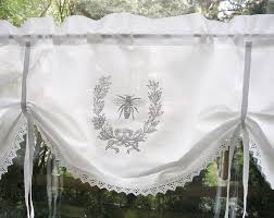 White Linen Curtain Romantic Cafe Curtains With Lace Edge Trim Window Panel French Country Kitchen Curtain Custom Curtain Shabby Chic Curtains Shabby Chic Bathroom Chic Bathroom Decor