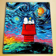 Maybe you would like to learn more about one of these? Stretch Framed Snoopy Art Peanuts Cartoon Starry Night Print Van Gogh Never Saw Woodstock Hd Prints On Canvas Wish