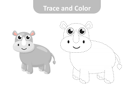 I used the draw tool to import images and add custom text to my coloring page. Trace And Color Coloring Pages For Kids Rhino Vector 2758247 Vector Art At Vecteezy