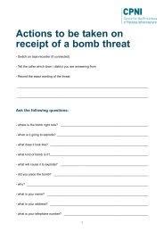 A bomb threat is generally defined as a verbal threat to detonate an explosive or incendiary device note: Bomb Threats