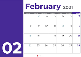 February Days Purple In 2020 February Calendar Business Calendar Days In February