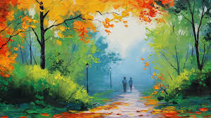 Blending and mixing colors together with acrylic paint is a great process for kids to explore. Wallpaper Sunlight Trees Painting Forest Fall Leaves Park Artwork Path Graham Gercken Tree Autumn Leaf Flower Season Woodland Habitat Natural Environment Computer Wallpaper Modern Art Ecosystem Acrylic Paint Impressionist