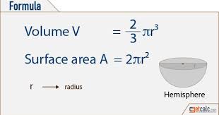 Hemisphere Formulas Volume Surface Area Studying Math Basic Math Skills Math Formulas
