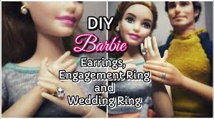 How To Make Barbie Engagement Ring And Wedding Ring Barbie Earrings Youtube Diy Barbie Clothes Barbie Dolls Diy Barbie