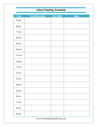 Printable Infant Feeding Schedule