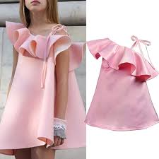 طفل أطفال بنات قبالة الكتف تونك اللباس الوردي فتاة فساتين حفل زفاف الأطفال فتاة الشمس Newchic