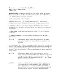 Breast Cancer Research Council Meeting Minutes