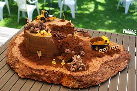 Den kuchen im vorgeheizten backofen bei 180 grad umluft circa 40 minuten backen. Bagger Kuchen Baustellen Kuchen Zum Geburtstag Nestling