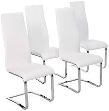 Faux Leather Dining Chairs Chrome And White Set Of 4 Faux Leather Dining Chairs Dining Chairs High Back Dining Chairs