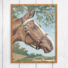 Paint By Number Style Horse Field Finished Print In 2021 Horse Illustration Horse Painting Brown Horse