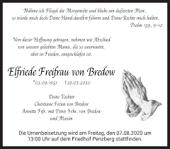 Maybe you would like to learn more about one of these? Traueranzeigen Von Elfriede Freifrau Von Bredow Trauer Merkur De