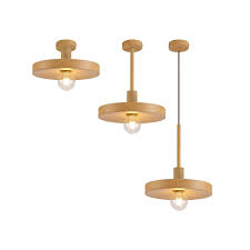 A simple brass spotlight and shade suitable for ceiling or wall mounting. Single Pendant Adjustable Wood Effect Lighting Company