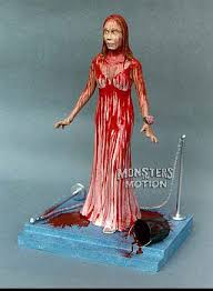 Purchased liquid blood and dripped it so it was running down all sides. Carrie Prom Queen Model Assembly Resin Kit