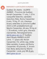 When children are reported missing, an amber alert sometimes is issued, but sometimes it's not. Une Alerte Amber En Vigueur Au Quebec L Express