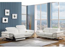 Canape 3 Places Relax Electrique En Cuir Blanc Puno