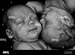 Enfant jumelles Banque d'images noir et blanc