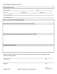 Employee Grievance Form Employee Relations Employee Handbook Daycare Business Plan
