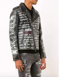 Haculla Text Print Biker Jacket Farfetch In 2021 Jackets Biker Jacket Diy Jacket
