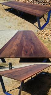 Black Walnut Table With Custom Metal Base Industrial Farmhouse Table Black Walnut Table Farmhouse Table
