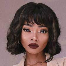 See more ideas about short hair styles, hair cuts, bob hairstyles. Amazon Com Aisi Hair Short Curly Bob Wigs With Bangs Black Mix And Brown Synthetic Wavy Wave Bob Wig Natural Looking Heat Resistant Fiber Wigs For Women Black Mix And Brown