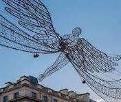 Metal Angel Lighting Sculpture Across Street Motif Light 3D ...