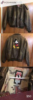 Walt Disney Mickey Mouse Leather Bomber Jacket Mickey Inc Brown Leather Bomber Jacket In Ex Leather Bomber Jacket Leather Bomber Brown Leather Bomber Jacket