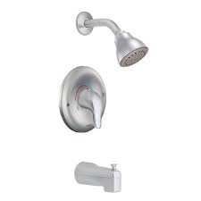 Preparing for shower faucet installation. Moen Chateau Single Handle 1 Spray Posi Temp Tub And Shower Faucet Trim Kit In Brushed Chr The Home Depot Canada