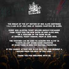 — nos alive (@nos_alive) may 20, 2021 tickets purchased for nos alive 2020/2021 will still be valid in 2022. Nos Alive Fotos Facebook
