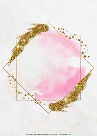 Free Printable Gold Frame On Pink Baby Shower Invitation Templates Em 2020 Logotipo De Loja Logotipo Floral Fundo Para Logo